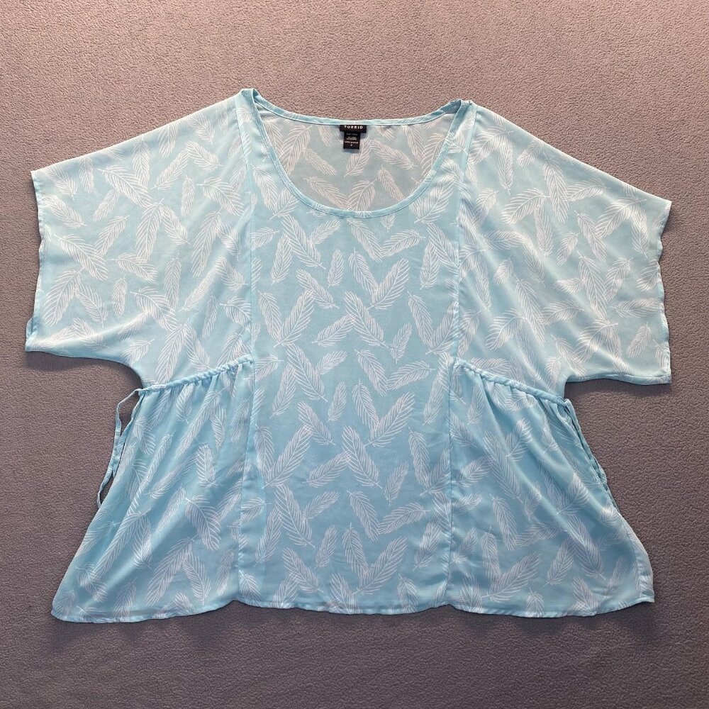 TORRID 10521823 Feather Side Cinch Chiffon‎ Top / sheer blouse Size 2 Green Mint